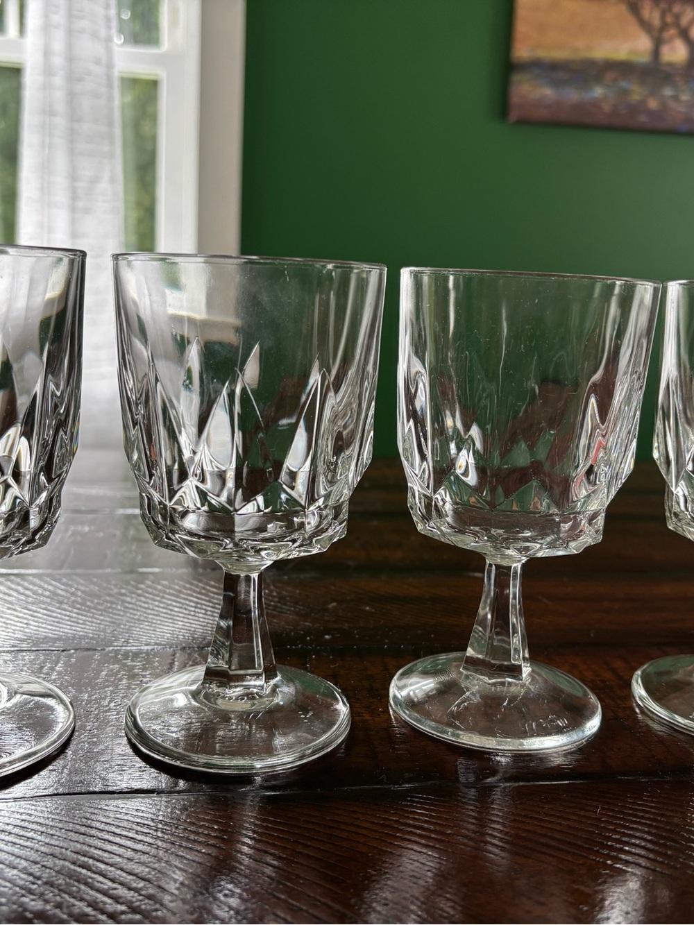 Clear Crystal-Style Stemmed Wine Glasses - Set of 4